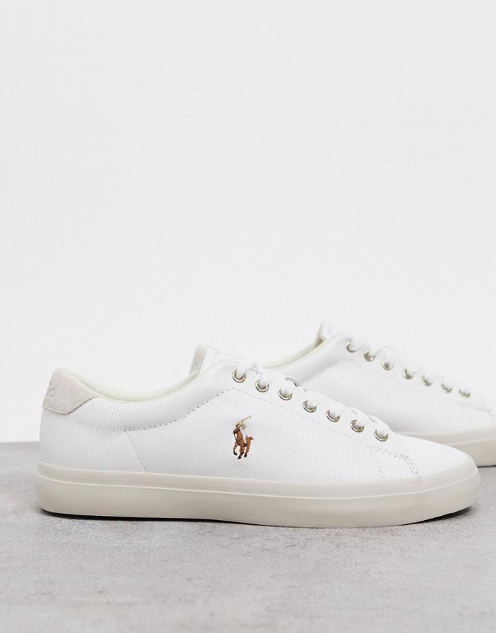 Polo Ralph Lauren Longwood Leather Sneakers Polo Player Logo In White