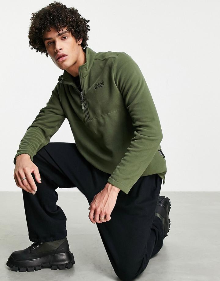 Jack Wolfskin Gecko 1/4 Zip Fleece In Green