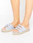 Miss Kg Donna Bow Espadrille Slide Flat Sandals - Blue