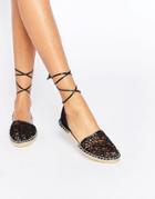 Asos Juliet Tie Leg Lace Espadrilles - Black Lace