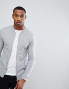 Asos Muscle Bomber Jacket In Gray - Gray