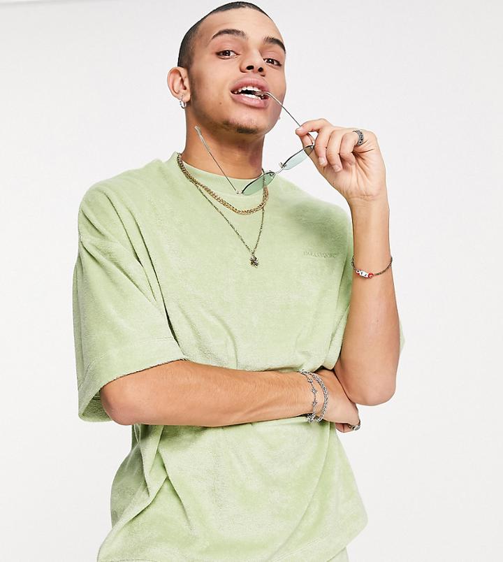 Collusion Oversized T-shirt In Terrycloth - Part Of A Set-green