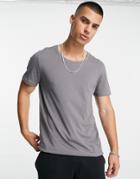 Asos Design T-shirt With Scoop Neck In Washed Black