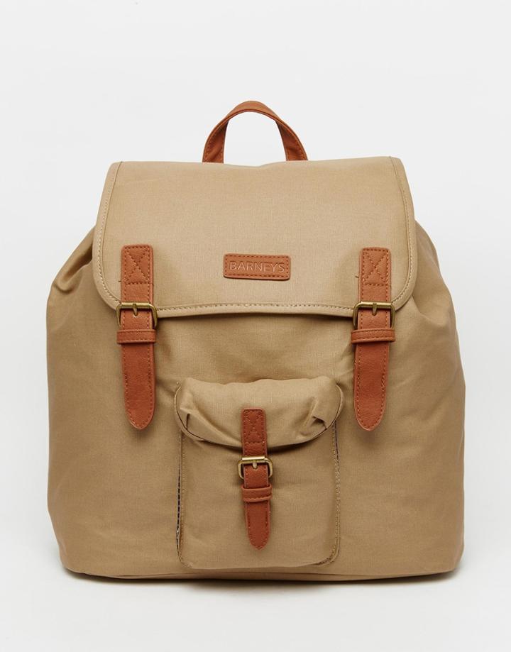 Barneys Canvas And Leather Backpack - Beige