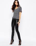 Tripp Nyc Low Rise Leather Look Jean Style Pants - Black