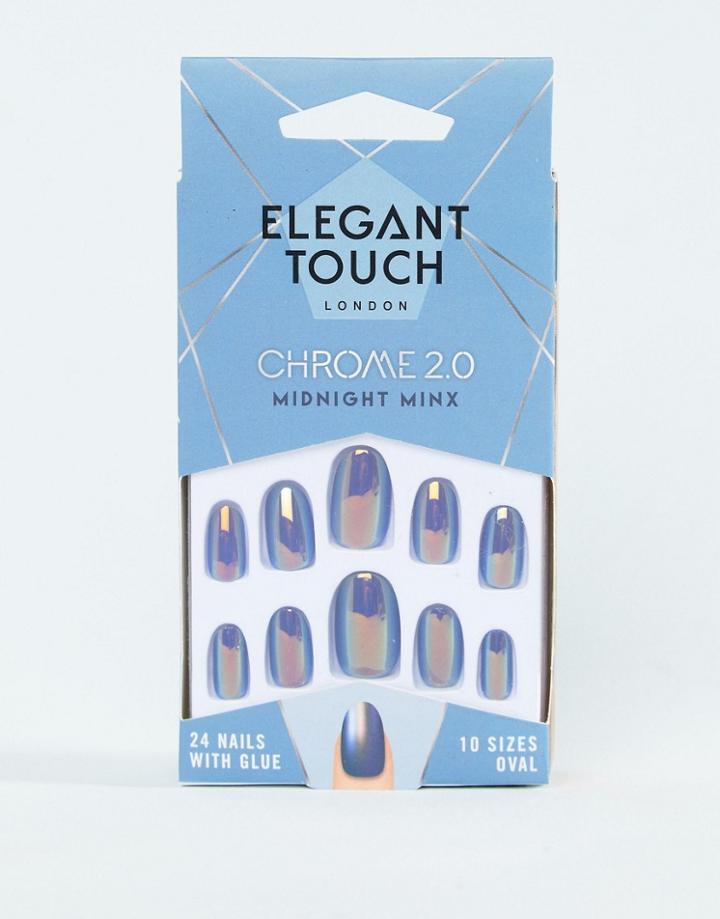Elegant Touch Chrome Collection 2.0 Almond Midnight Minx False Nails - Blue