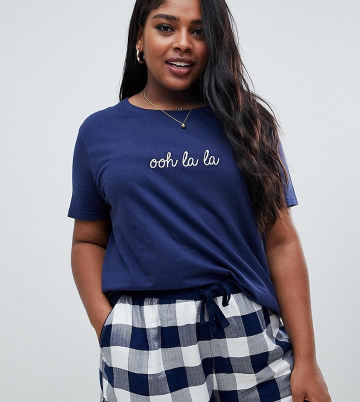Asos Design Curve Mix & Match Gingham Short - Navy
