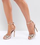 Qupid Embellished Bridal Heeled Sandals - Gold