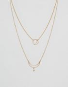 Asos Twin Crescent Multirow Necklace - Gold