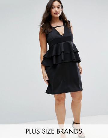 Be Jealous Plus Mini Dress With Peplum Detail - Black