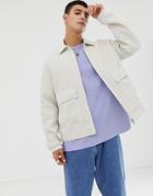 Asos White Harrington Jacket In Off White Waffle-beige