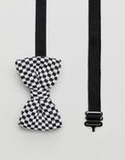 Asos Knitted Bow Tie In Checkerboard - Black