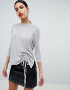 Ax Paris Sweater With Tie Detail-silver