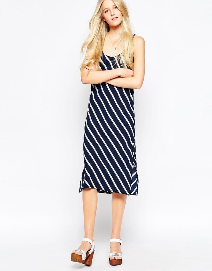 Influence Striped Midi Cami Dress - Navy