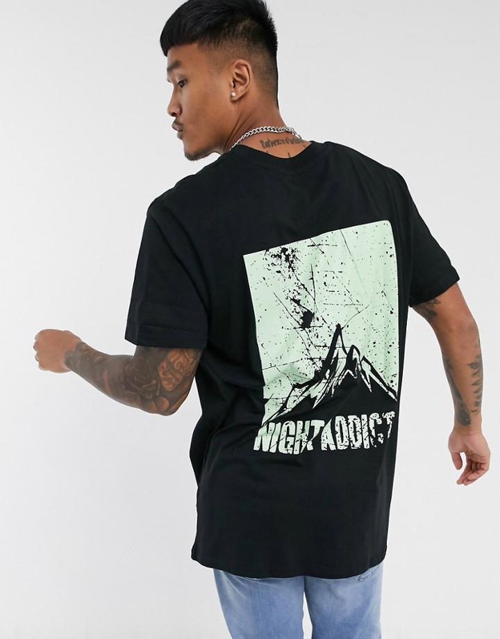 Night Addict T-shirt With Graphic Print-black