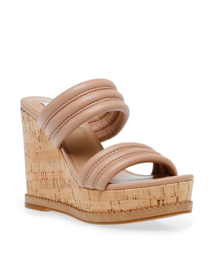 Steve Madden Wipeout Cork Wedges In Tan-neutral