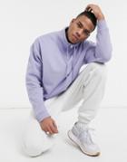 Asos Design Oversized Half Zip Sweatshirt In Purple With City Back Print