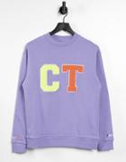 Crooked Tongues Coordinating Oversized Sweatshirt With Varsity Design In Washed Purple