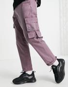 Asos Unrvlld Spply Skater Fit Pants With Cargo Pockets-purple