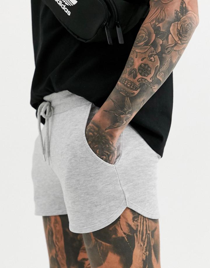 Asos Design Jersey Runner Shorts In Gray Marl