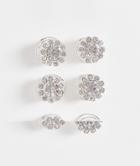 Asos Design 6-pack Hair Swirls In Diamante-silver