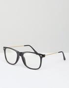 7x Clear Lens Glasses - Black
