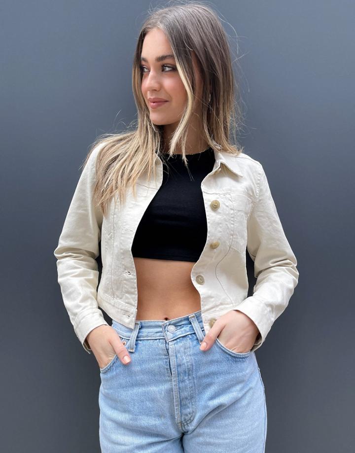 Monki Mirja Cotton Jacket In Beige-neutral