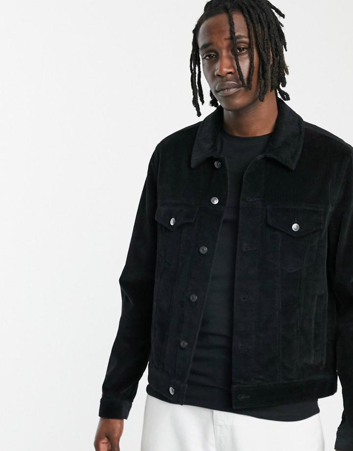 Asos Design Cord Western Jacket In Black - Black