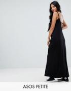 Asos Petite Maxi Dress With V Back - Black