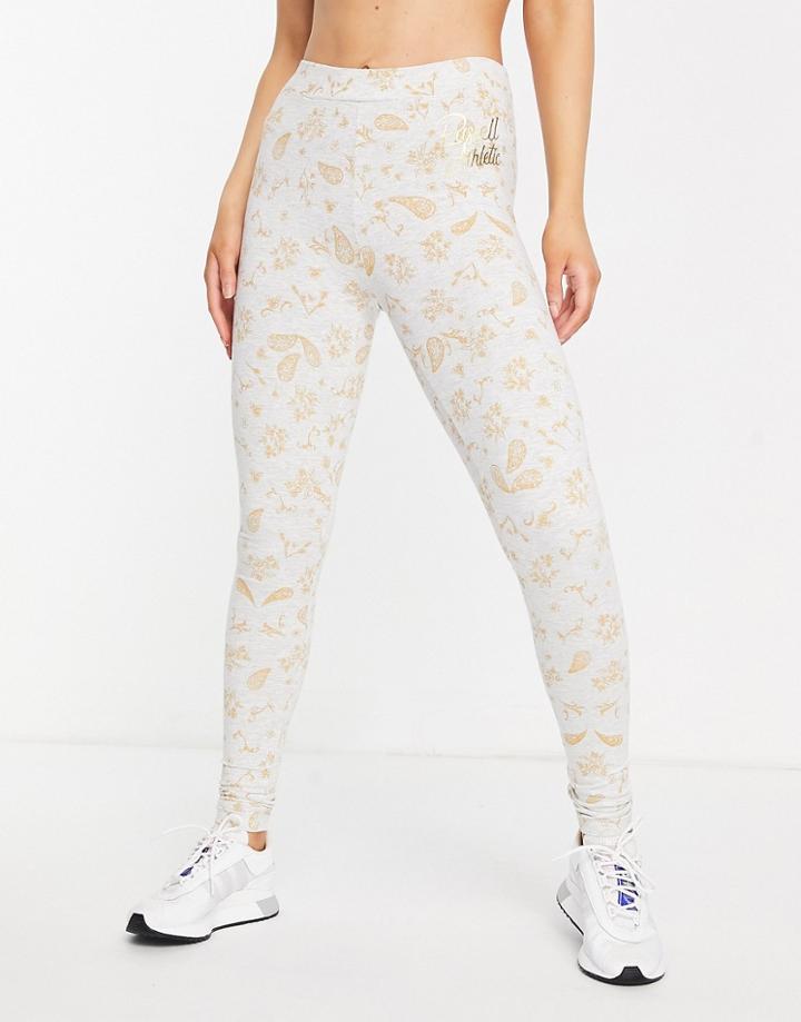 Russell Athletic Foil Print Leggings In Gray-white