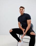 Replay Logo Short Sleeve Polo In Black - Black