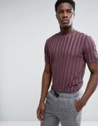 Asos Relaxed T-shirt In Towelling Rib In Mauve - Purple