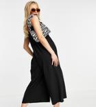 Asos Design Maternity Tie Shoulder Smock Jumpsuit In Black