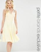 Tfnc Petite Prom Midi Dress With Embellished Shoulders - Soft Yellow
