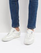 Boss Suede Nylon Mix Sneakers In White - White