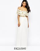 Virgos Lounge Tiffany Embellished Off Shoulder Maxi Dress With Thigh Split