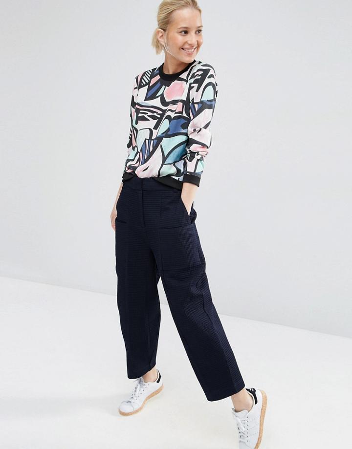 Asos White Waffle Ovoid Pant - Navy