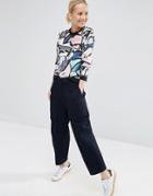 Asos White Waffle Ovoid Pant - Navy