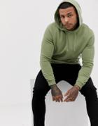 Asos Design Hoodie In Khaki-green