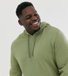 Asos Design Plus Hoodie In Khaki-green
