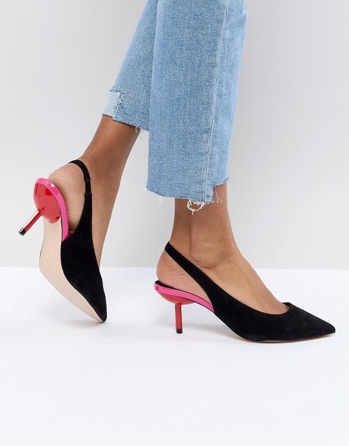 Faith Contrast Kitten Heels - Black