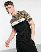 Soul Star Cut & Sew T-shirt In Black Camo - Part Of A Set