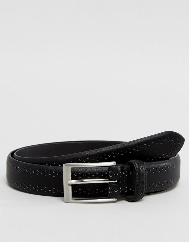 Ben Sherman Skinny Brogue Belt - Brown