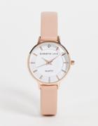 Christian Lars Womens Slimline Leather Strap Watch In Rose Gold