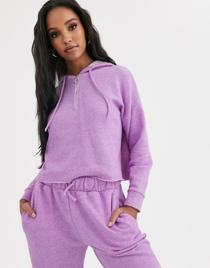 Asos Design Lounge Mix & Match Loopback Raw Edge Hoodie-purple