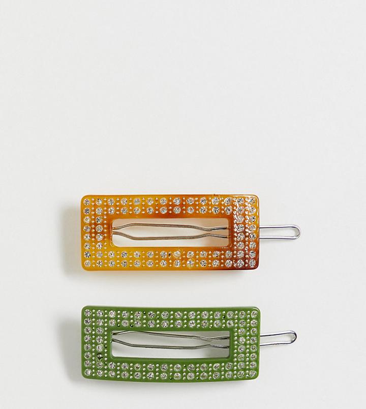 Glamorous Exclusive Cut Out Resin Hair Clip 2 Pack-multi