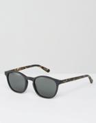 Raen St Malo Round Sunglasses In Matte Black & Brindle - Black