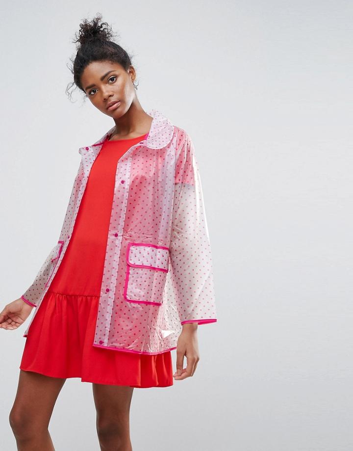 Qed London Polka Dot Raincoat - Pink