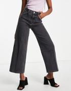 French Connection Piper Wide Leg Jeans In Washed Black Organic Cotton