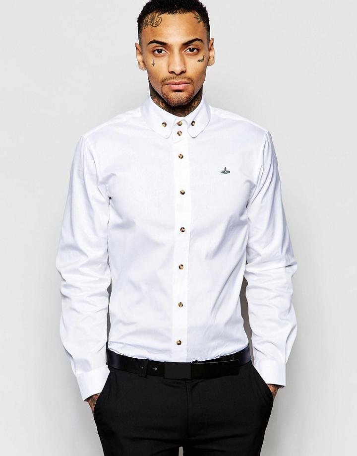 Vivienne Westwood Oxford Shirt In Slim Fit - White